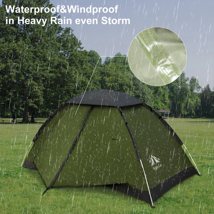 Night Cat 1-Person Waterproof Backpacking Tent, 4.4LB Compact Trekking Shelter with PU3000mm Rain Protection - Image 2