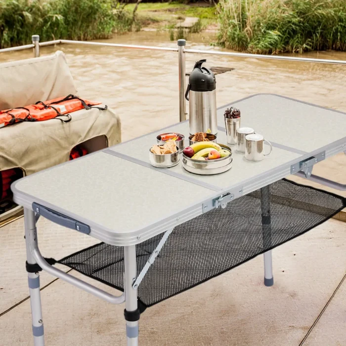 3FT Folding Camping Table with 3 Adjustable Heights, Aluminum Lightweight Picnic Table - Image 2
