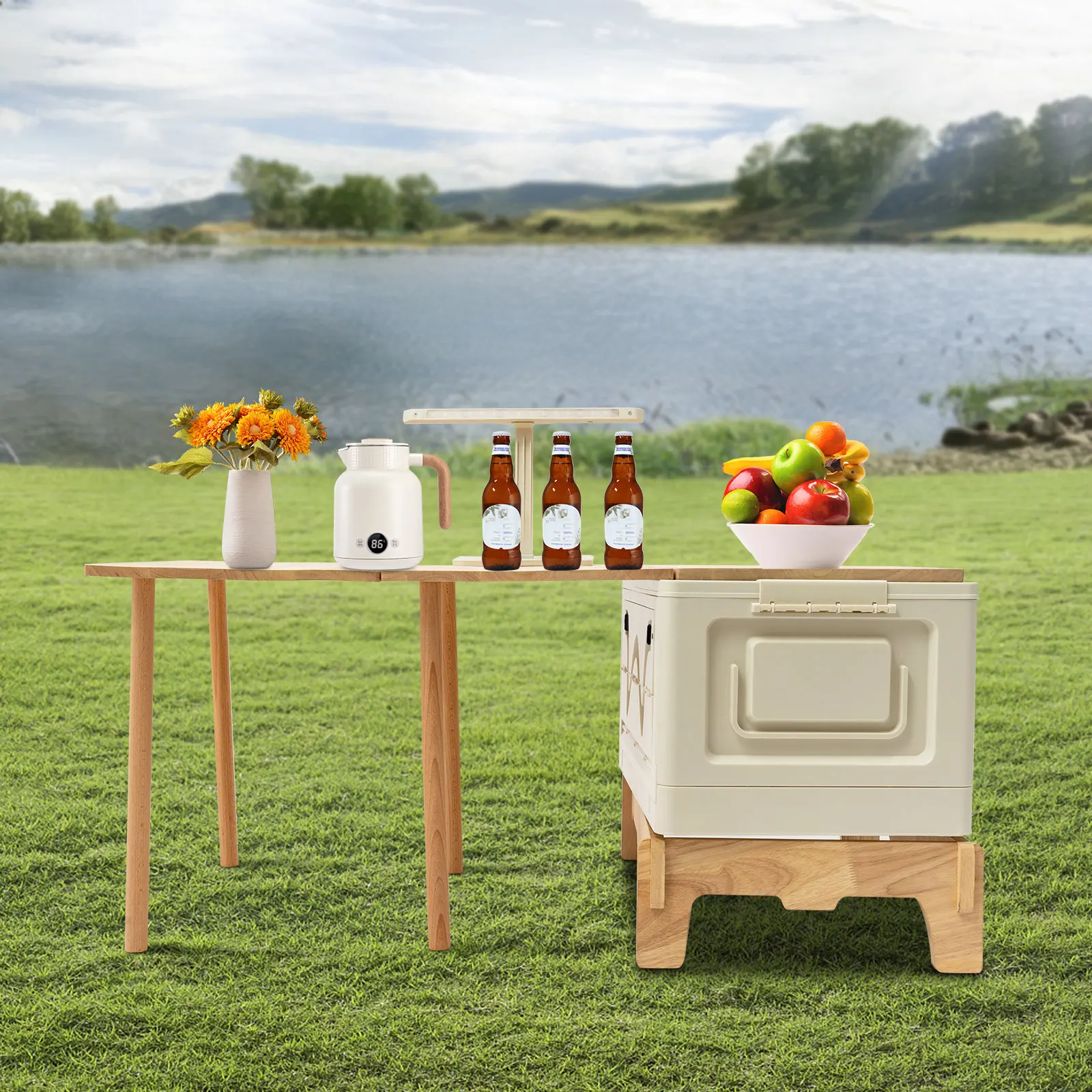 kf-Sfa77a18c1fcd4c6a9a977c5154e102c6e 45L Folding Camping Table with Storage Box, LED Light & Expandable Top - Image 1
