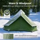100% Cotton Canvas Bell Tent with Stove Jack, Waterproof 4-Season Family Glamping Shelter - Image 3