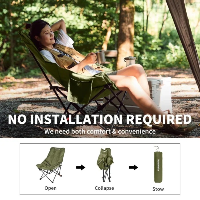 Naturehike High Back Moon Chair Camping Outdoor Fishing Folding Adjustable Lounge Chair Portable Picnic Garden Leisure Seat - Image 5